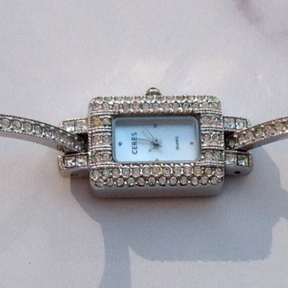 Ceres Ladies Watch Art Deco Tank Pave Crystal Bling main image 11
